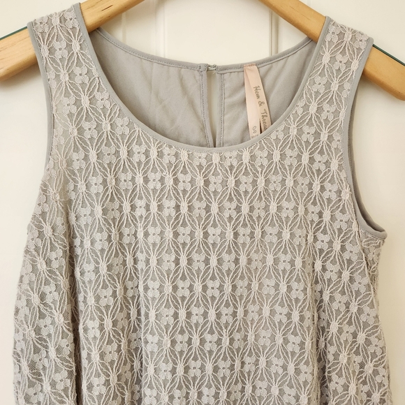 Lace Dress Sleeveless Gray Boho Cottagecore Prairie Pretty Summer Lagenlook - Picture 5 of 13